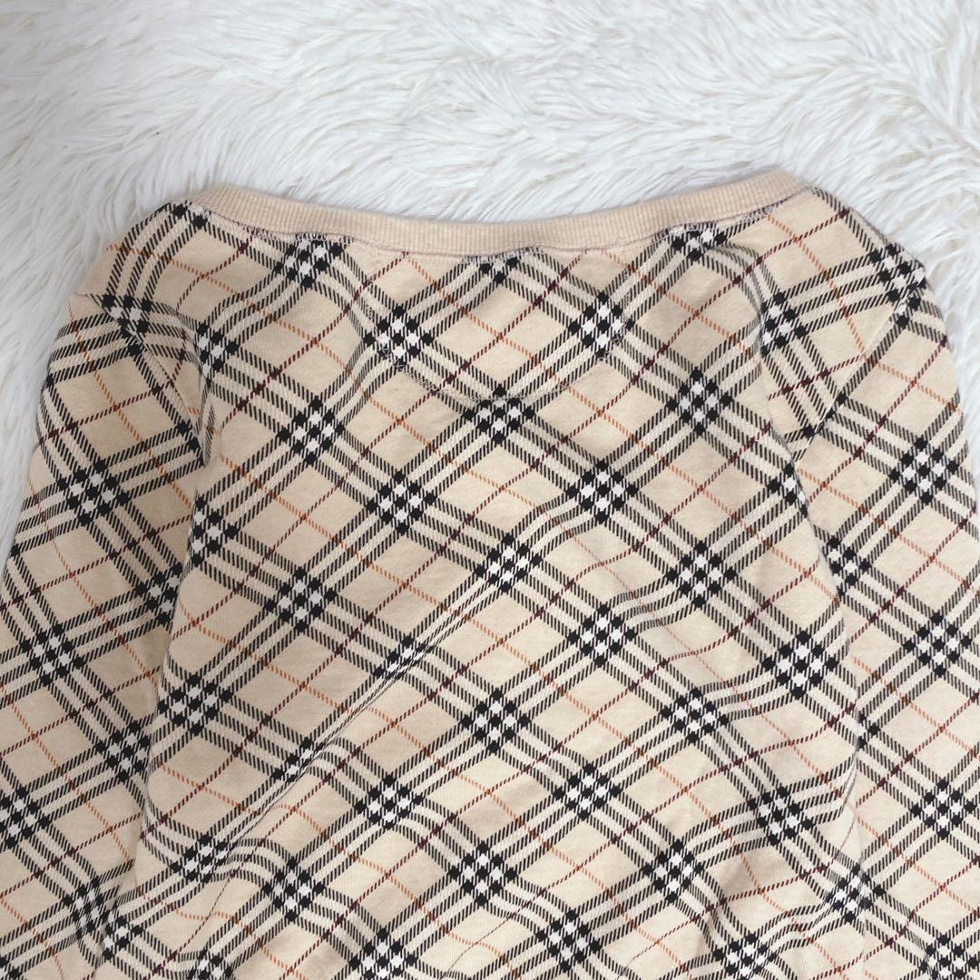 美品 バーバリーブルーレーベル ノバチェック柄 トレーナー トップス ベージュ