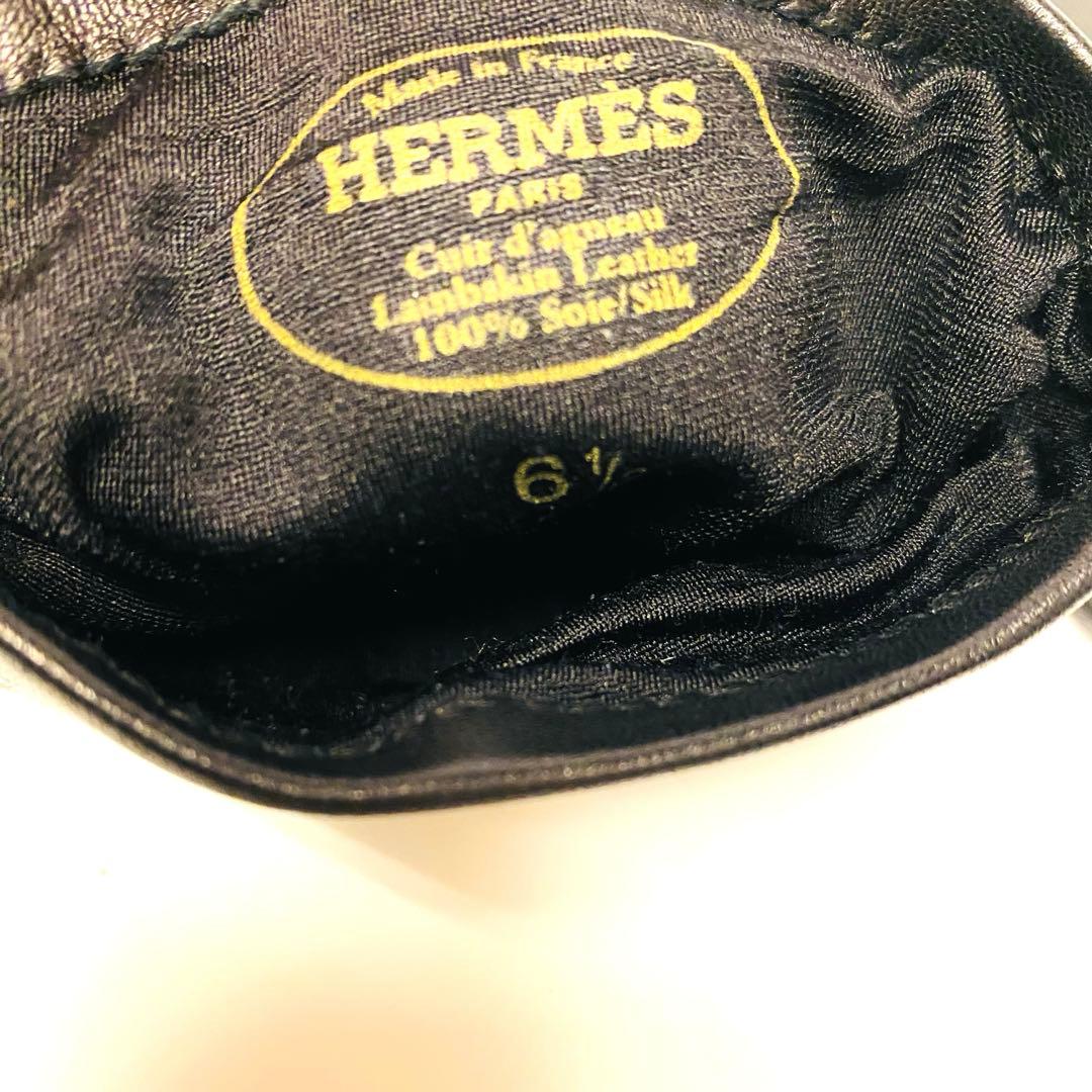 美品　定価20万 エルメス　ラムレザー　ロンググローブ　スタッズ　箱　6.5