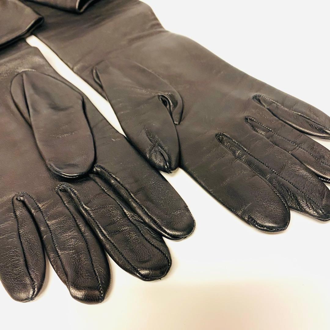 美品　定価20万 エルメス　ラムレザー　ロンググローブ　スタッズ　箱　6.5