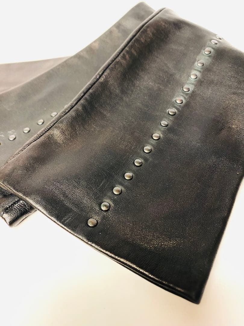 美品　定価20万 エルメス　ラムレザー　ロンググローブ　スタッズ　箱　6.5