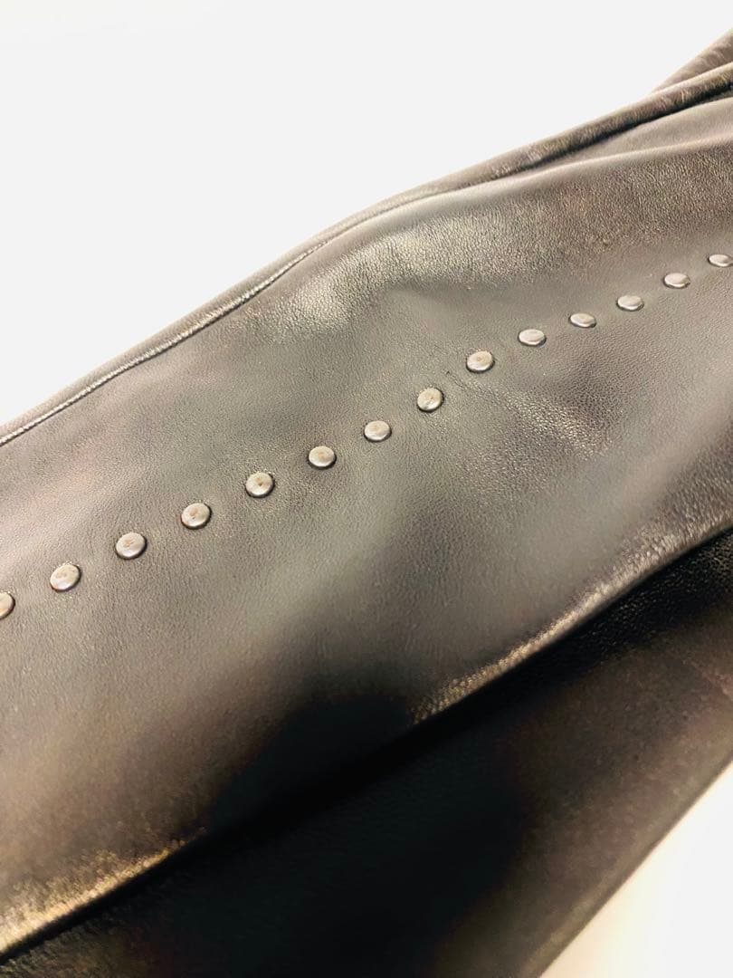 美品　定価20万 エルメス　ラムレザー　ロンググローブ　スタッズ　箱　6.5