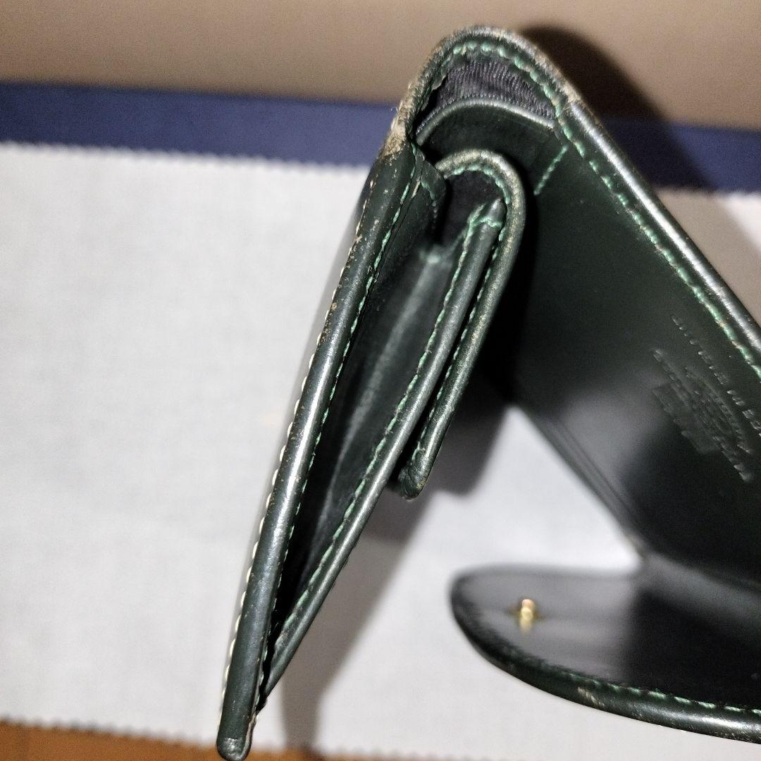 【廃盤】ホワイトハウスコックス（ベオーマ）三つ折り財布 ダークグリーン×イエロー