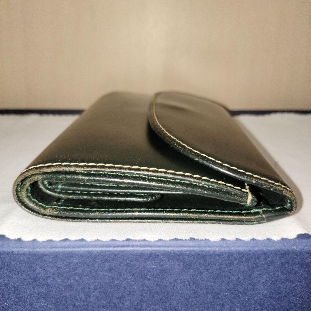 【廃盤】ホワイトハウスコックス（ベオーマ）三つ折り財布 ダークグリーン×イエロー