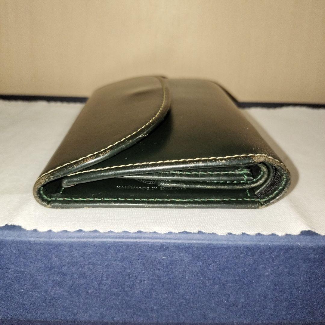 【廃盤】ホワイトハウスコックス（ベオーマ）三つ折り財布 ダークグリーン×イエロー