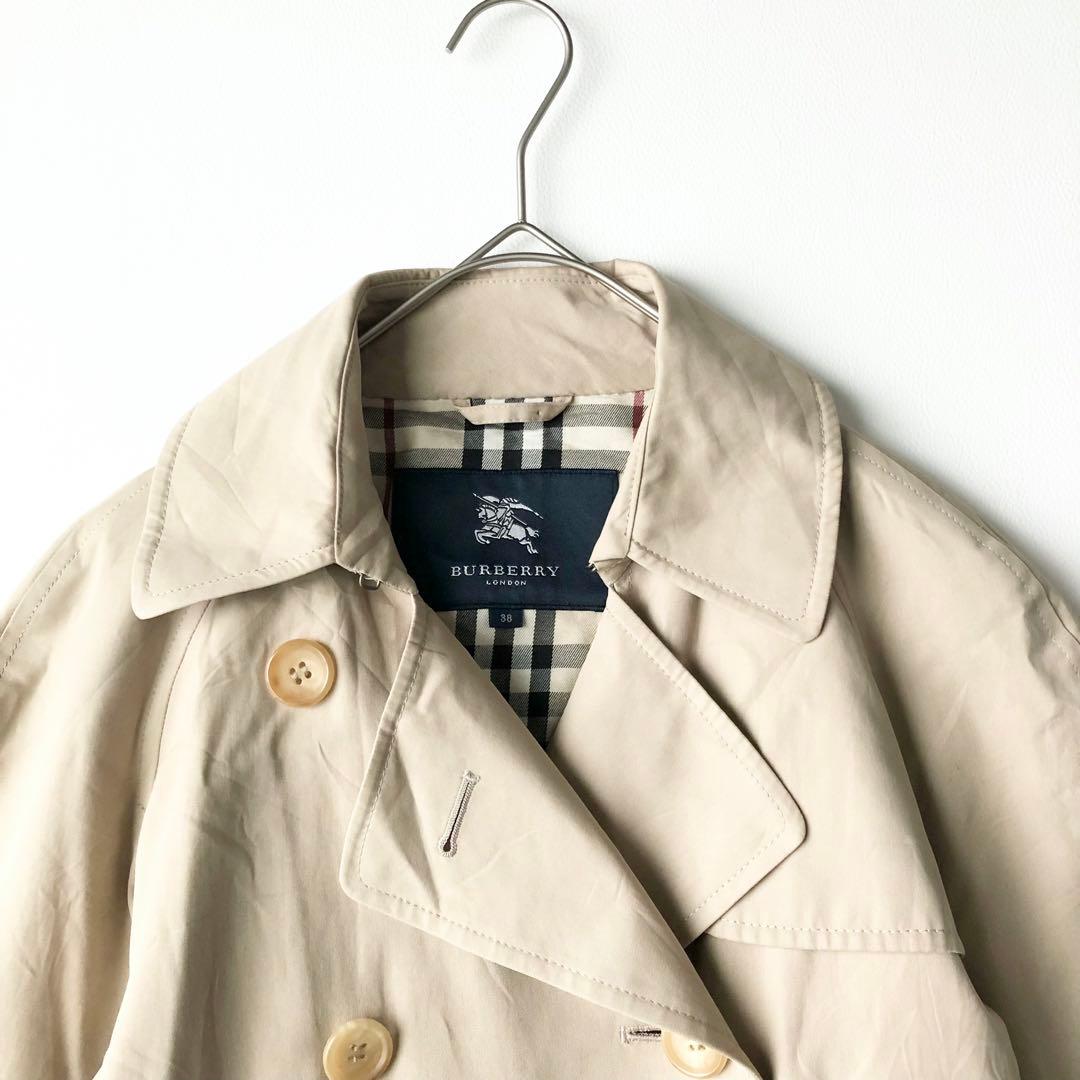 2891yバーバリーロンドン　裏地ノバチェック トレンチコート　M ベージュ　綿