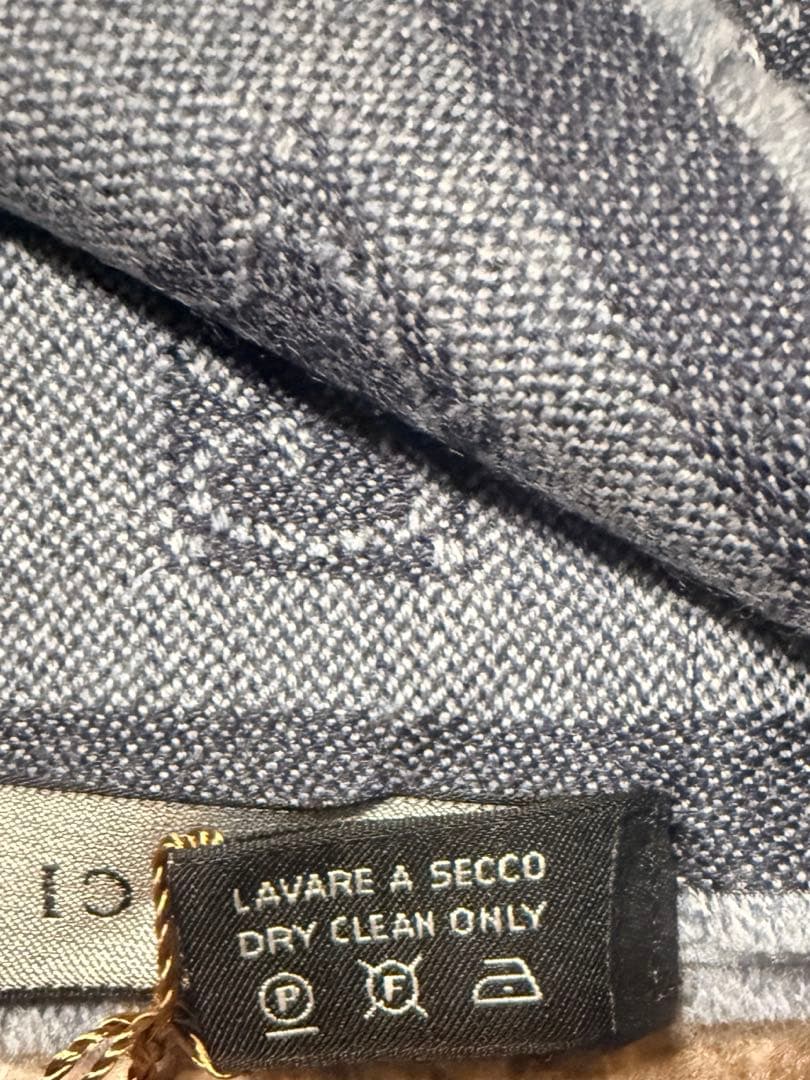 激レア GUCCI ネイビー チェック柄 マフラー