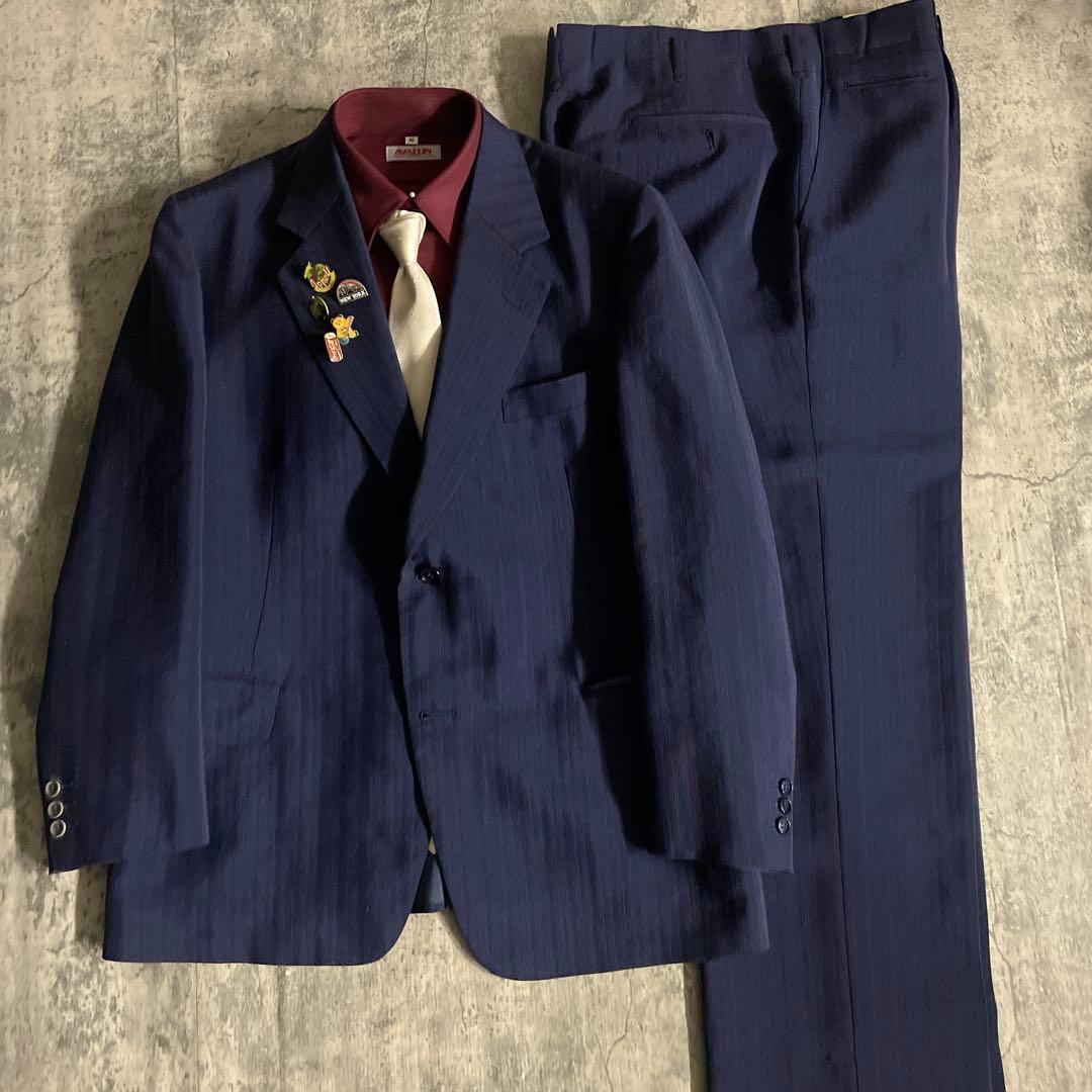 美品 高級 濃紺 セットアップスーツ × Christian Diorネクタイ