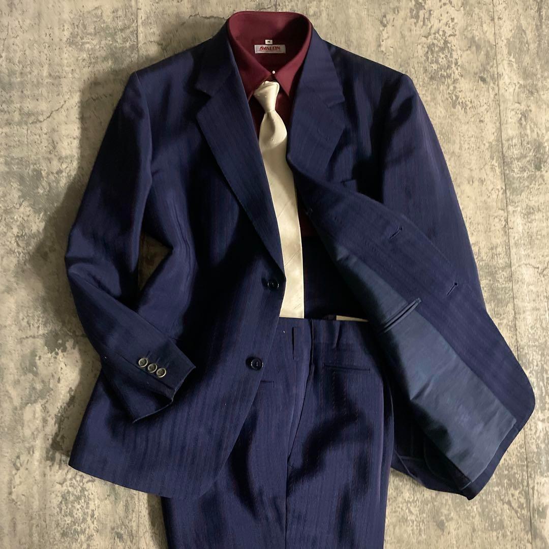 美品 高級 濃紺 セットアップスーツ × Christian Diorネクタイ