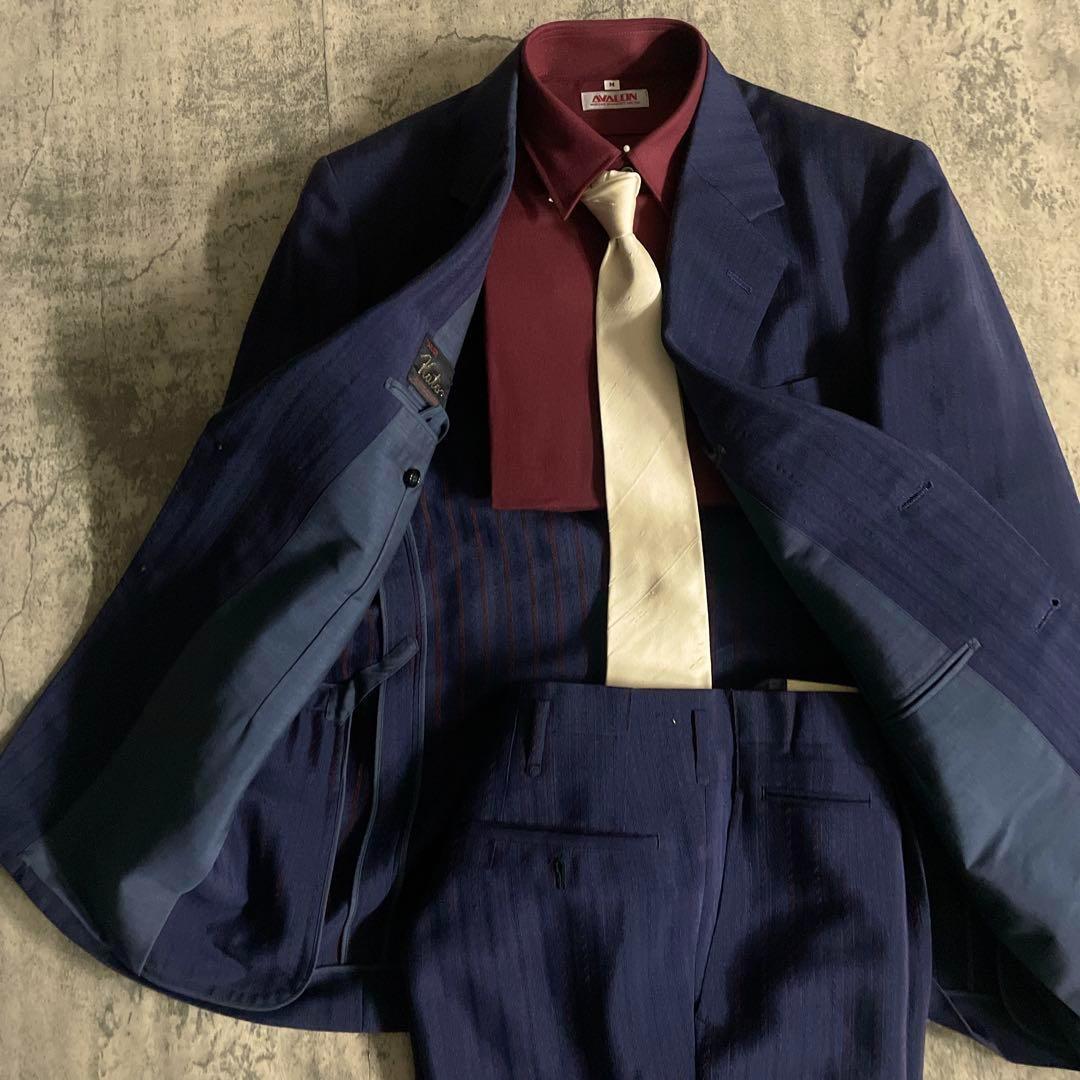 美品 高級 濃紺 セットアップスーツ × Christian Diorネクタイ