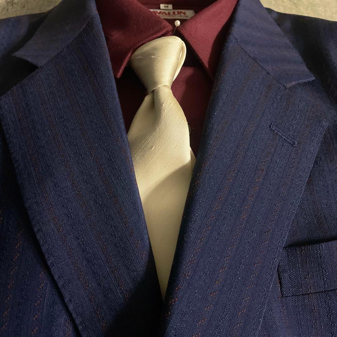 美品 高級 濃紺 セットアップスーツ × Christian Diorネクタイ