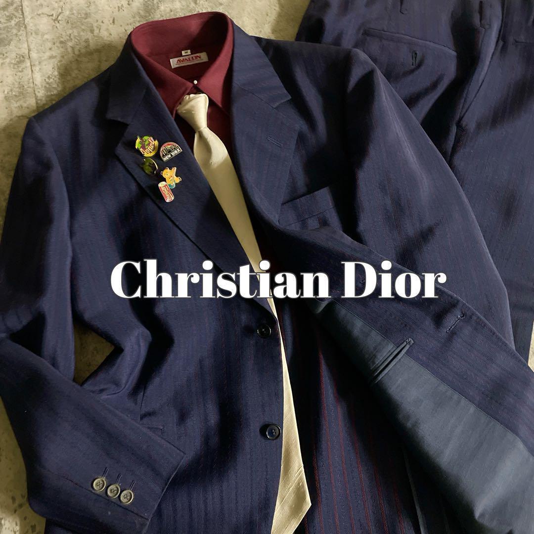 美品 高級 濃紺 セットアップスーツ × Christian Diorネクタイ