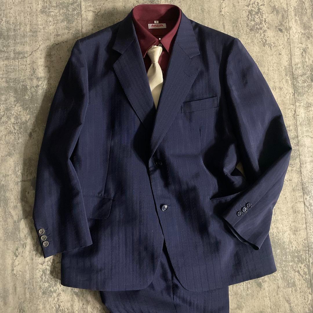 美品 高級 濃紺 セットアップスーツ × Christian Diorネクタイ