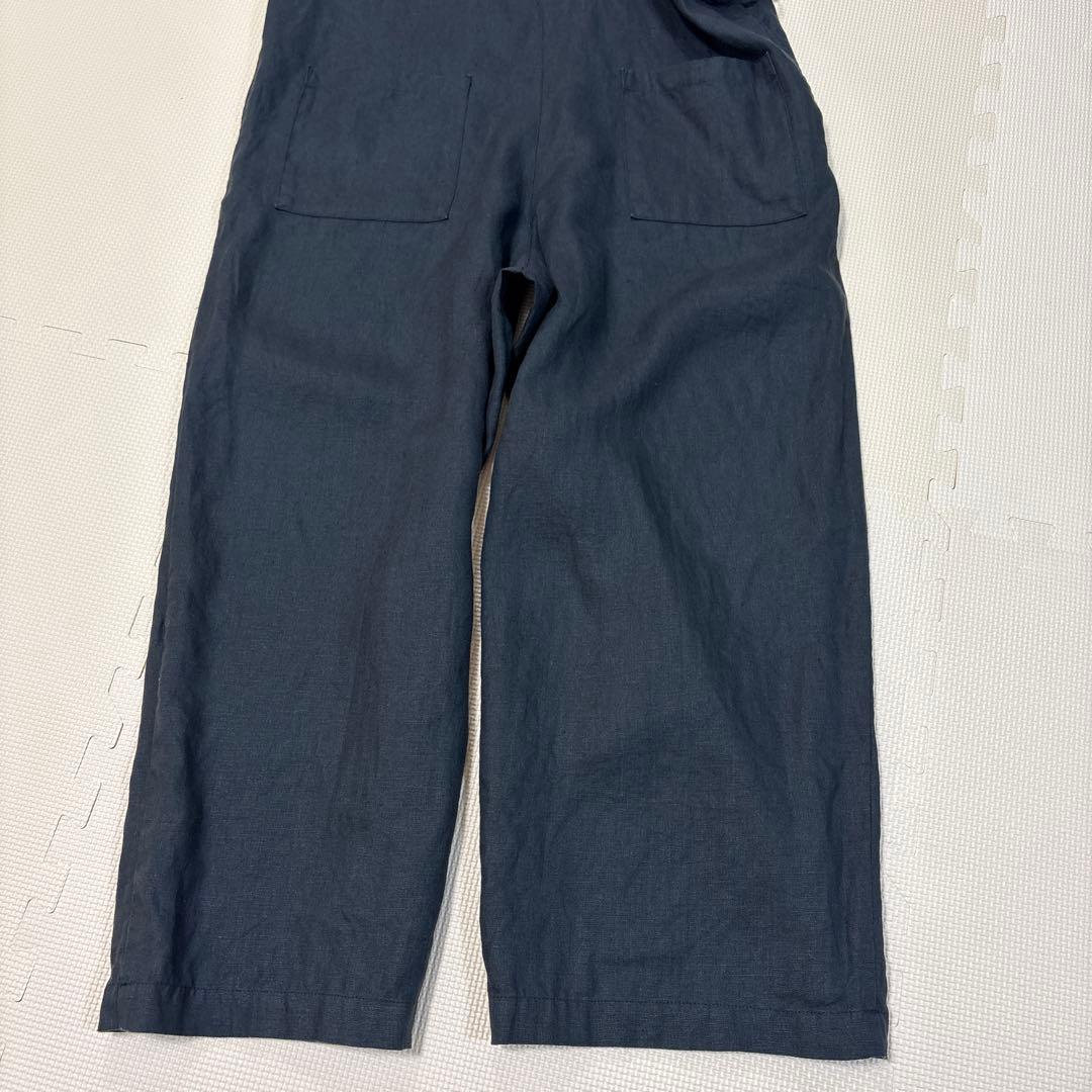 リネンサロペット　黒　かぐれ　オールインワン・つなぎ