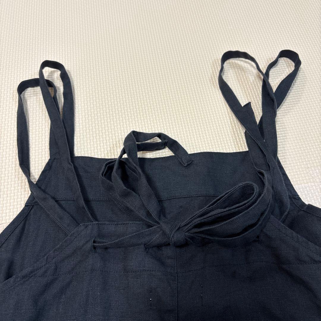 リネンサロペット　黒　かぐれ　オールインワン・つなぎ