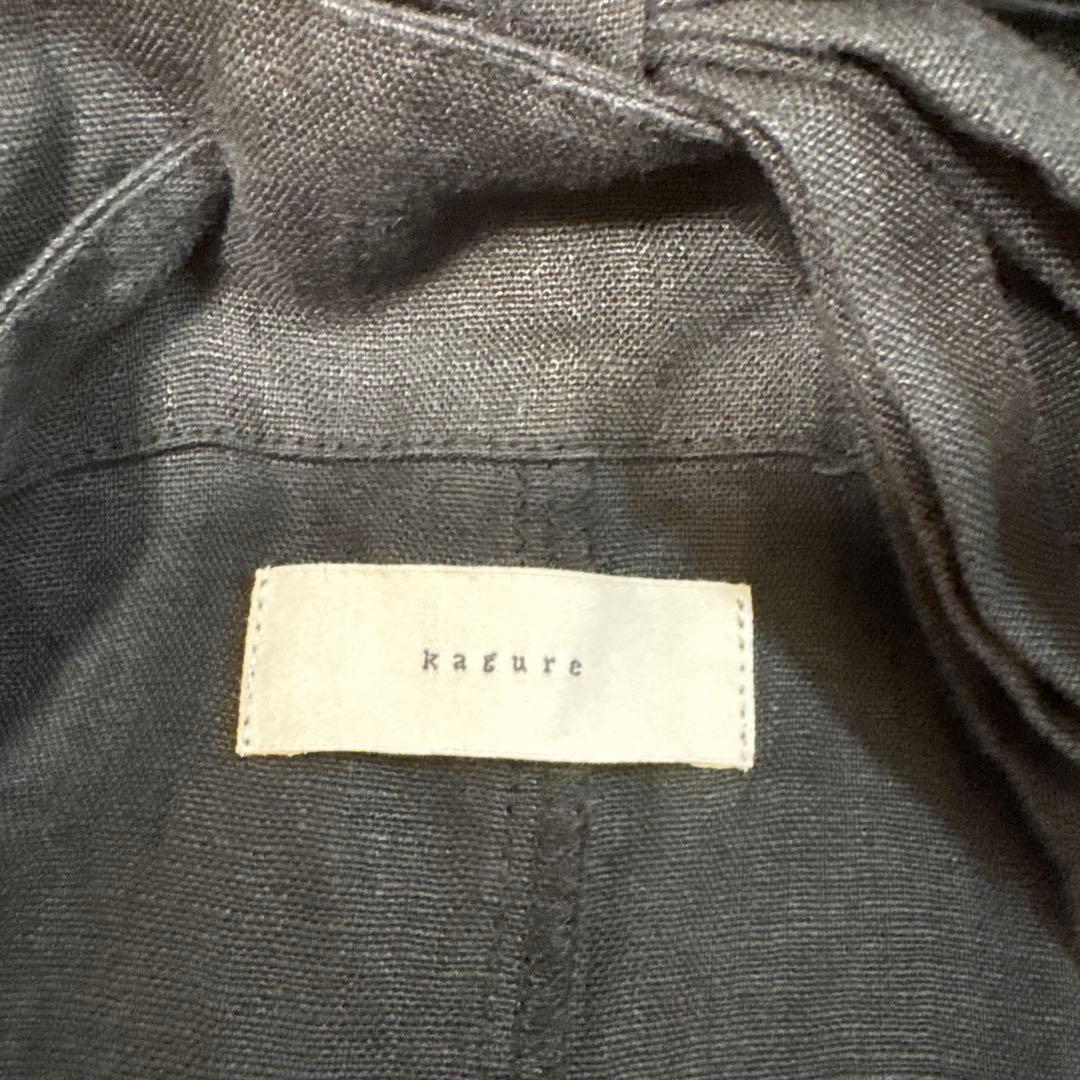 リネンサロペット　黒　かぐれ　オールインワン・つなぎ