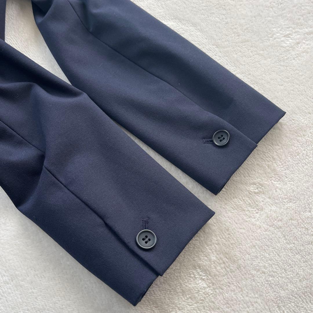 ★未使用品　プラステ　ノーカラー　ジャケット　ネイビー　洗える　ワンボタン