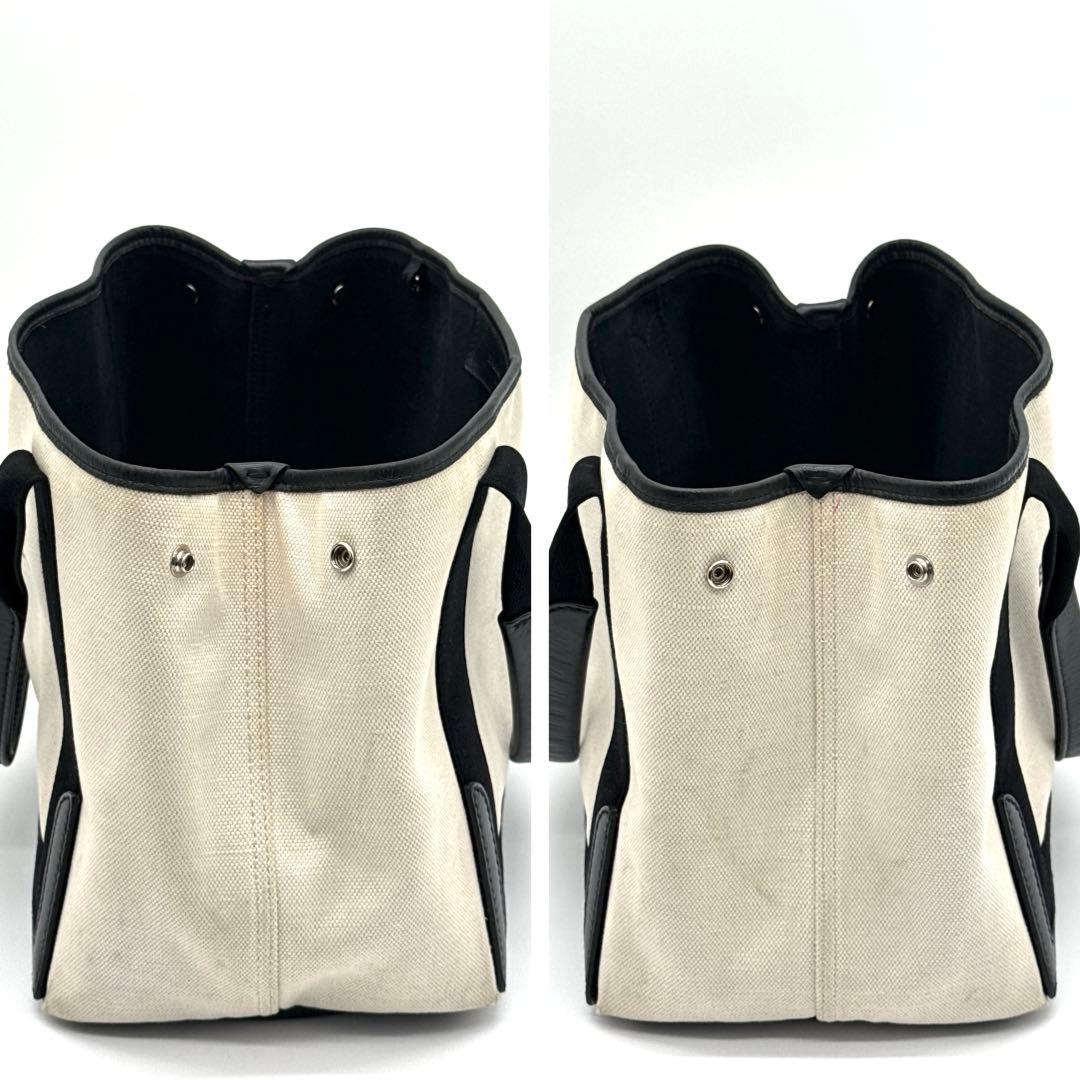 バレンシアガ ネイビーカバス S レザー ハンド トートバッグ ポーチ付 白