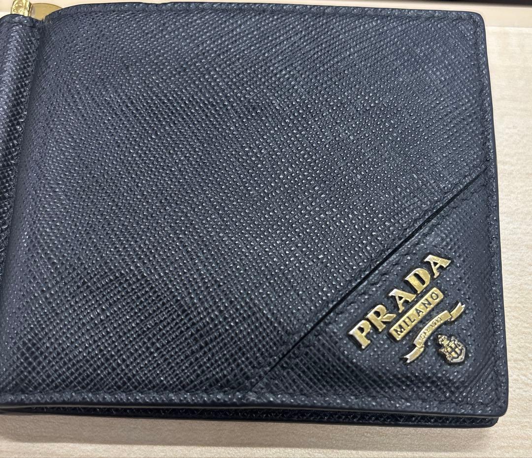 美品✨PRADA プラダ　マネークリップ　カードケース　サフィアーノ　ブラック