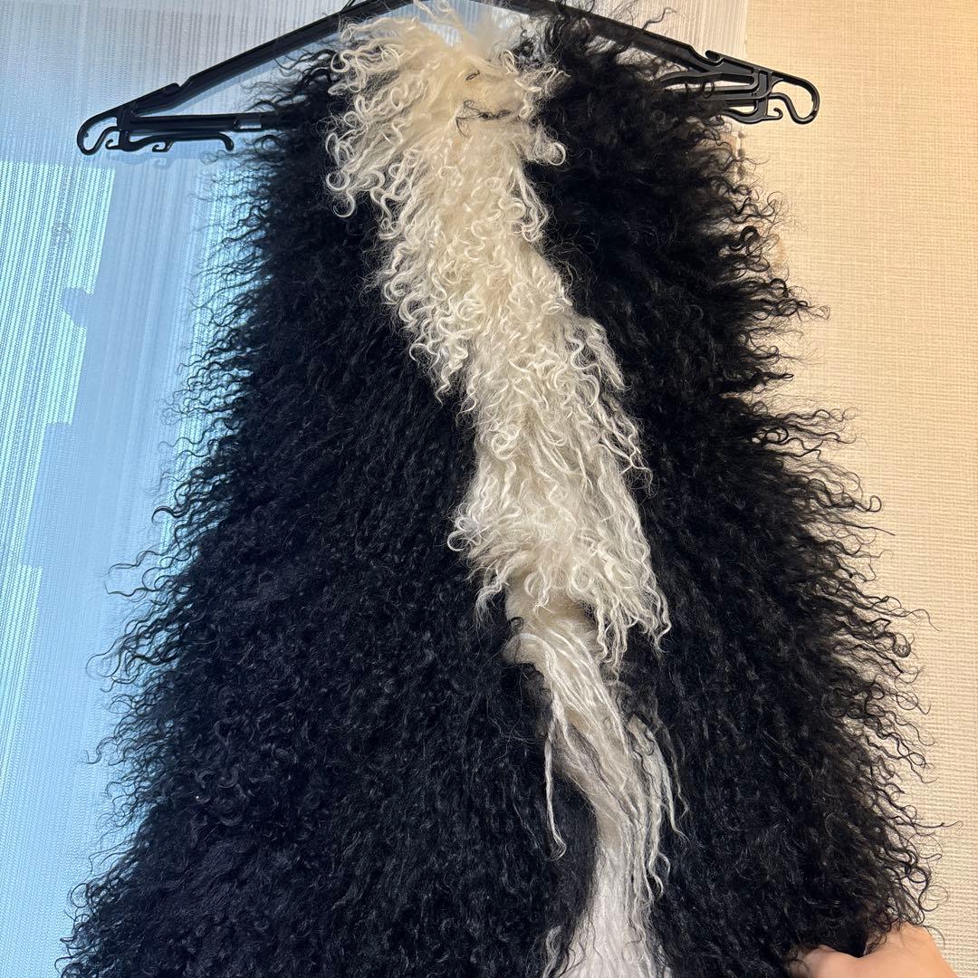 美品 FENDI チベット ファー マフラー 特大 ストール 黒白