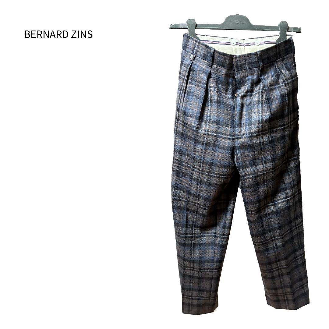 BERNARD ZINSベルナールザンスチェック柄プリーツワイドパンツスラックス