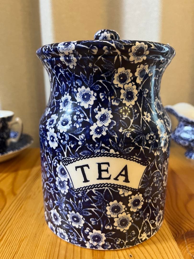 希少！バーレイ　burleigh ブルーキャリコ　キャニスター