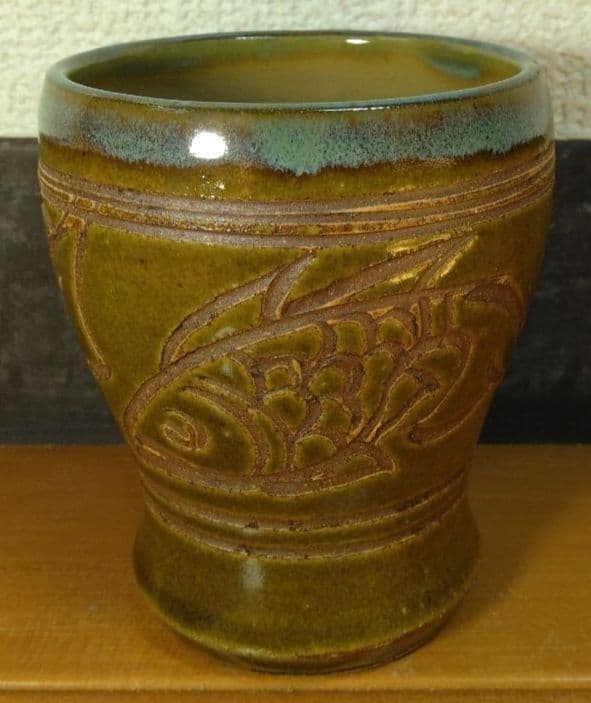 人間国宝 金城次郎 ゴブレット 栞 共箱 美品 壺屋焼 やちむん 壷屋焼 希少品