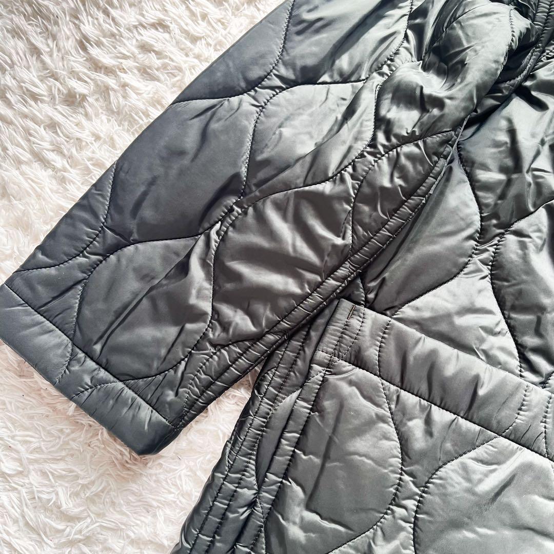 トリココムデギャルソン キルティング ロングコート チェック グリーン