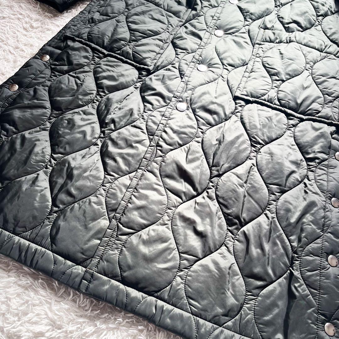 トリココムデギャルソン キルティング ロングコート チェック グリーン