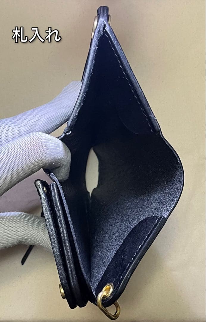 栃木レザー ミドル トラッカーウォレット 三層 ピックポケット無し