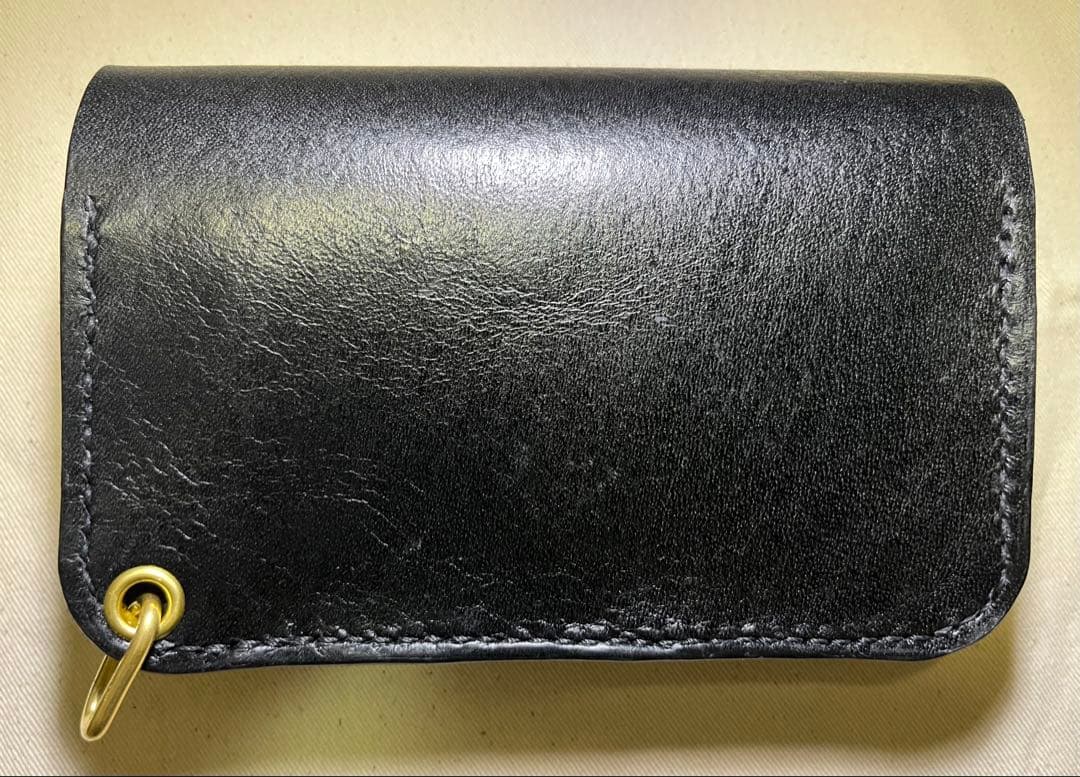 栃木レザー ミドル トラッカーウォレット 三層 ピックポケット無し