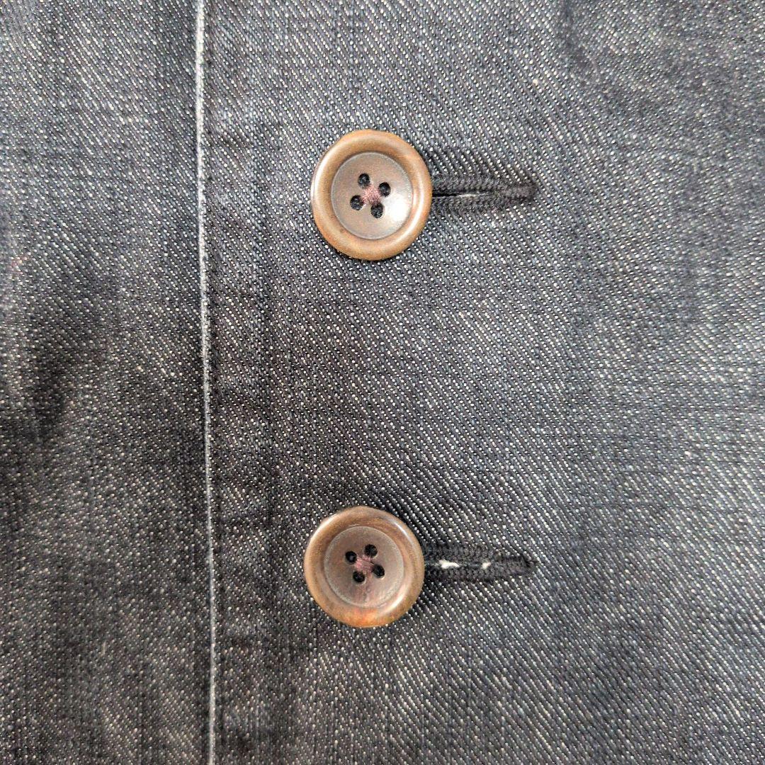 ◆極美品 45R デニム チェスターコート インディゴ 日本製 袖裾裏チェック