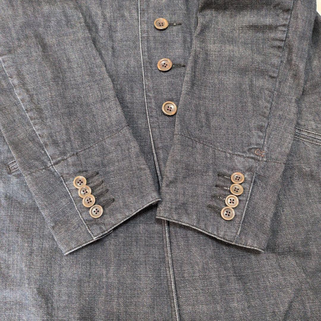 ◆極美品 45R デニム チェスターコート インディゴ 日本製 袖裾裏チェック