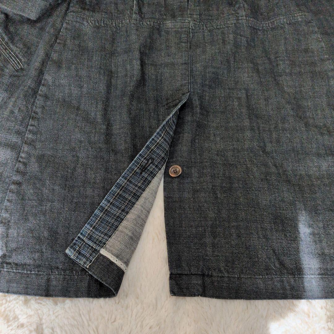 ◆極美品 45R デニム チェスターコート インディゴ 日本製 袖裾裏チェック