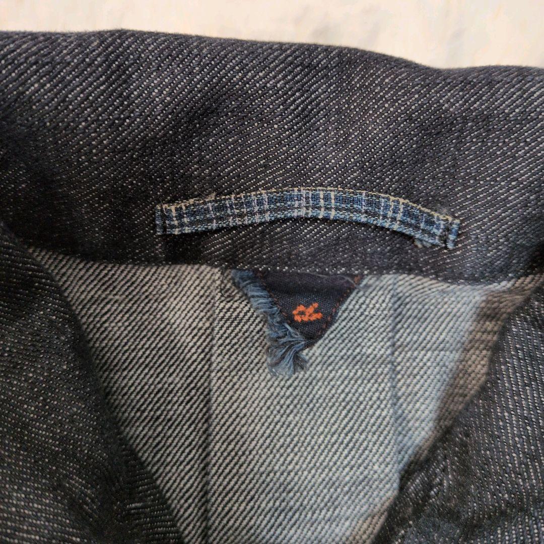 ◆極美品 45R デニム チェスターコート インディゴ 日本製 袖裾裏チェック