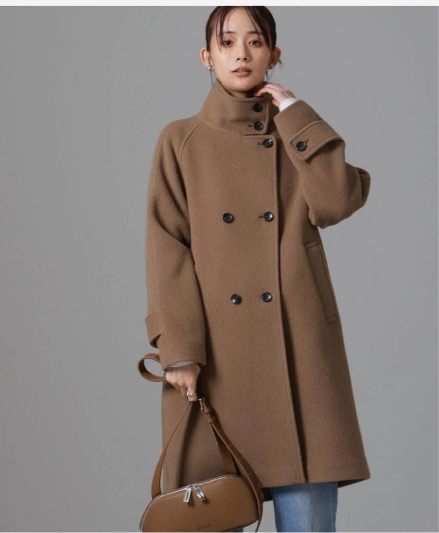 PECOLAMBウールカシミヤスタンドカラーコート