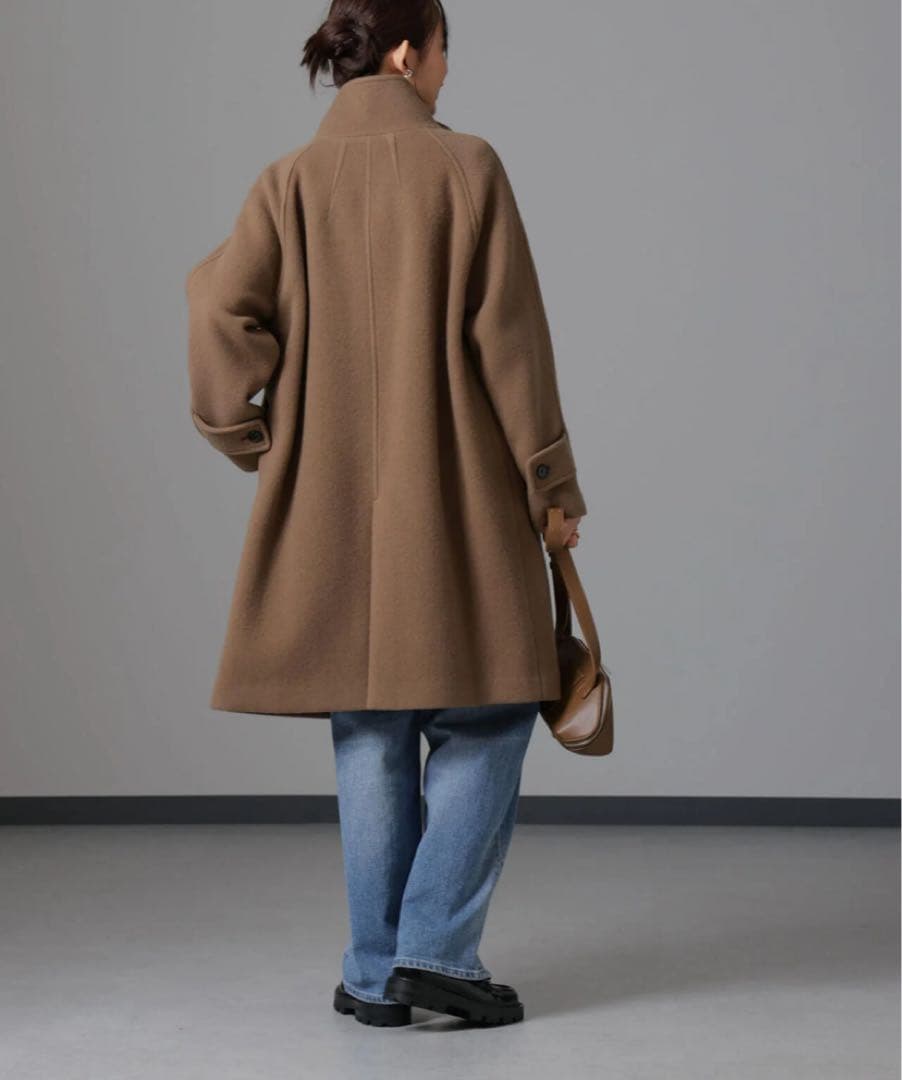 PECOLAMBウールカシミヤスタンドカラーコート