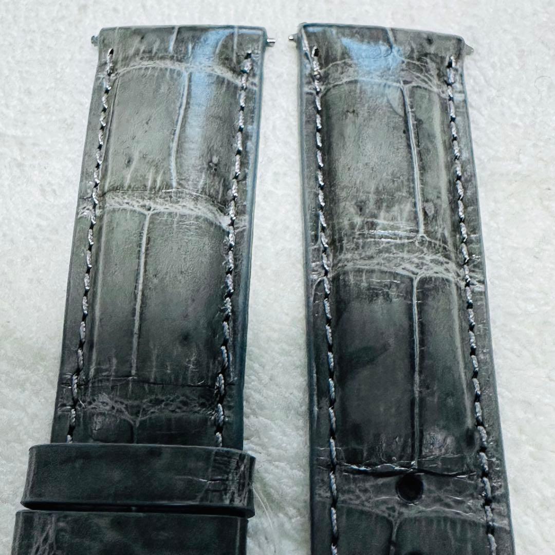 3062#20mm-18mmダークアッシュ★本物クロコダイルベルト★スイス製