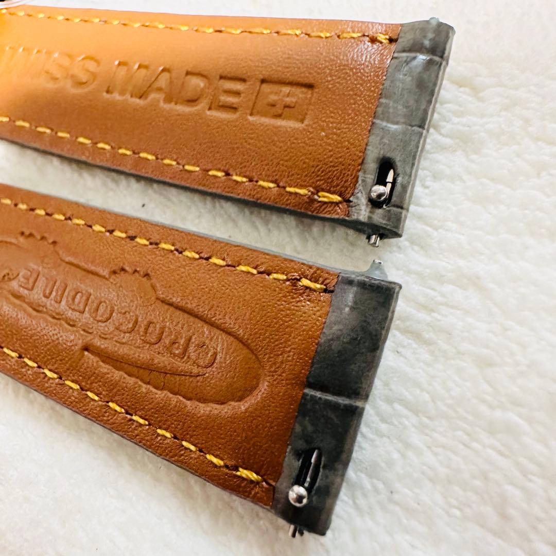 3062#20mm-18mmダークアッシュ★本物クロコダイルベルト★スイス製