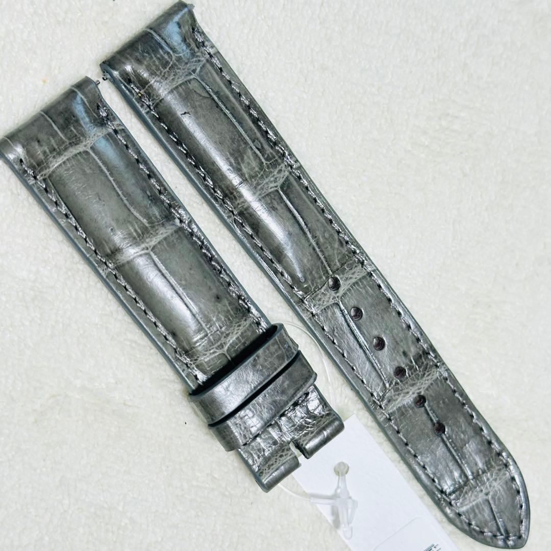 3062#20mm-18mmダークアッシュ★本物クロコダイルベルト★スイス製
