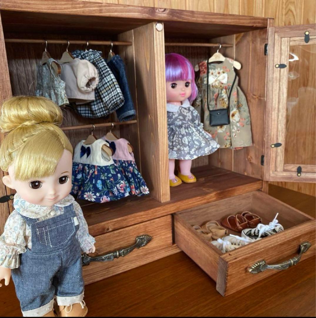 人形用木製クローゼット扉付き　レミン＆ソラン　メルちゃん　パオラドール　収納
