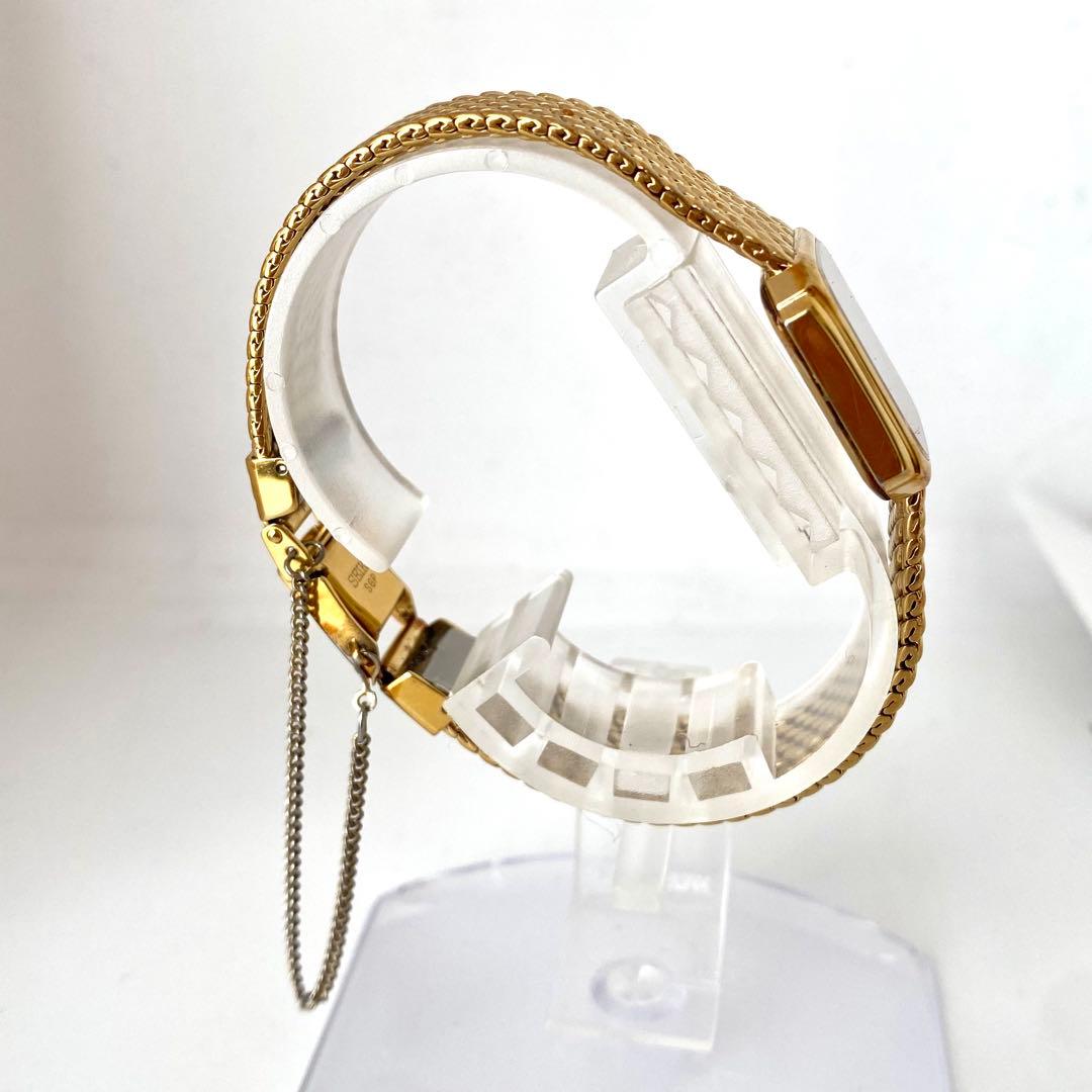 新品電池　SEIKO エクセリーヌ　腕時計　ゴールド　スクエア　3針