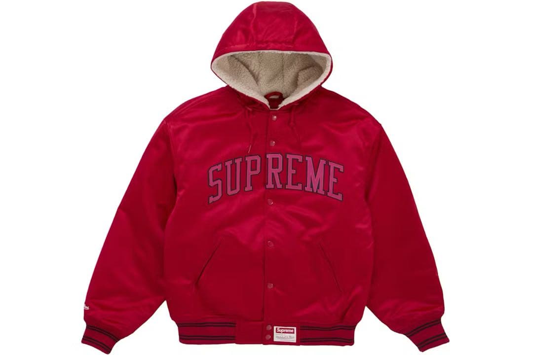 シュプリーム✖︎ミッチェル&ネス ヴァーシティージャケット レッド　L