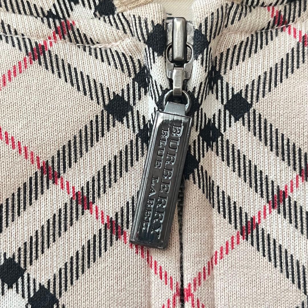 バーバリーブルーレーベル ジップアップパーカー ノバチェック ホース刺繍 38