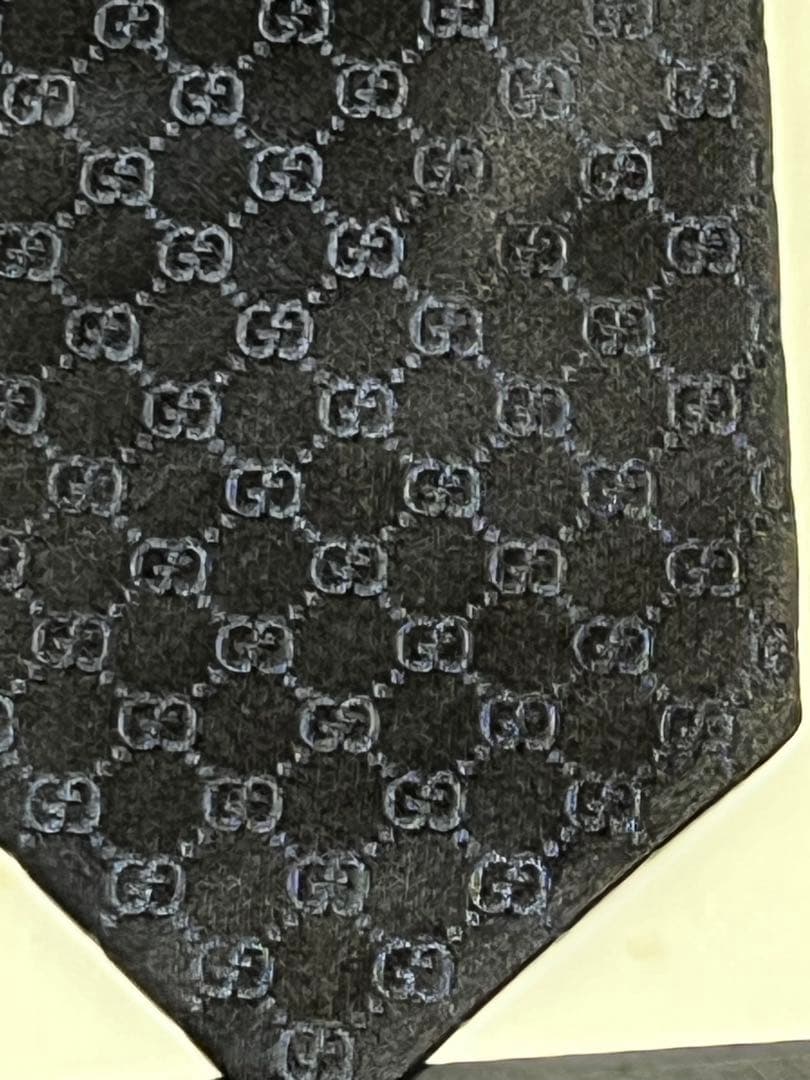 超美品✨GUCCI グッチ gg柄 ネクタイ(グッチロゴ) 黒x青　E