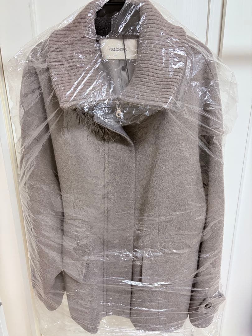 COCODEAL リブカラーウール混コート