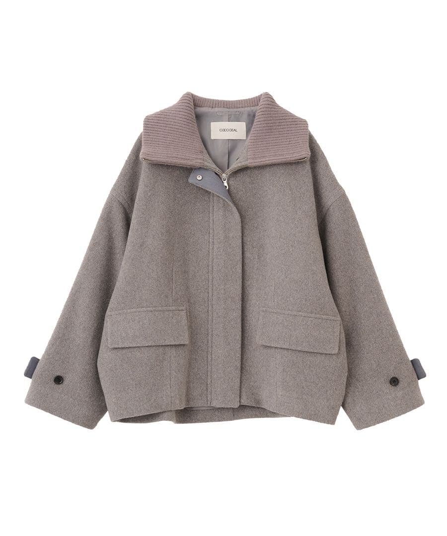 COCODEAL リブカラーウール混コート