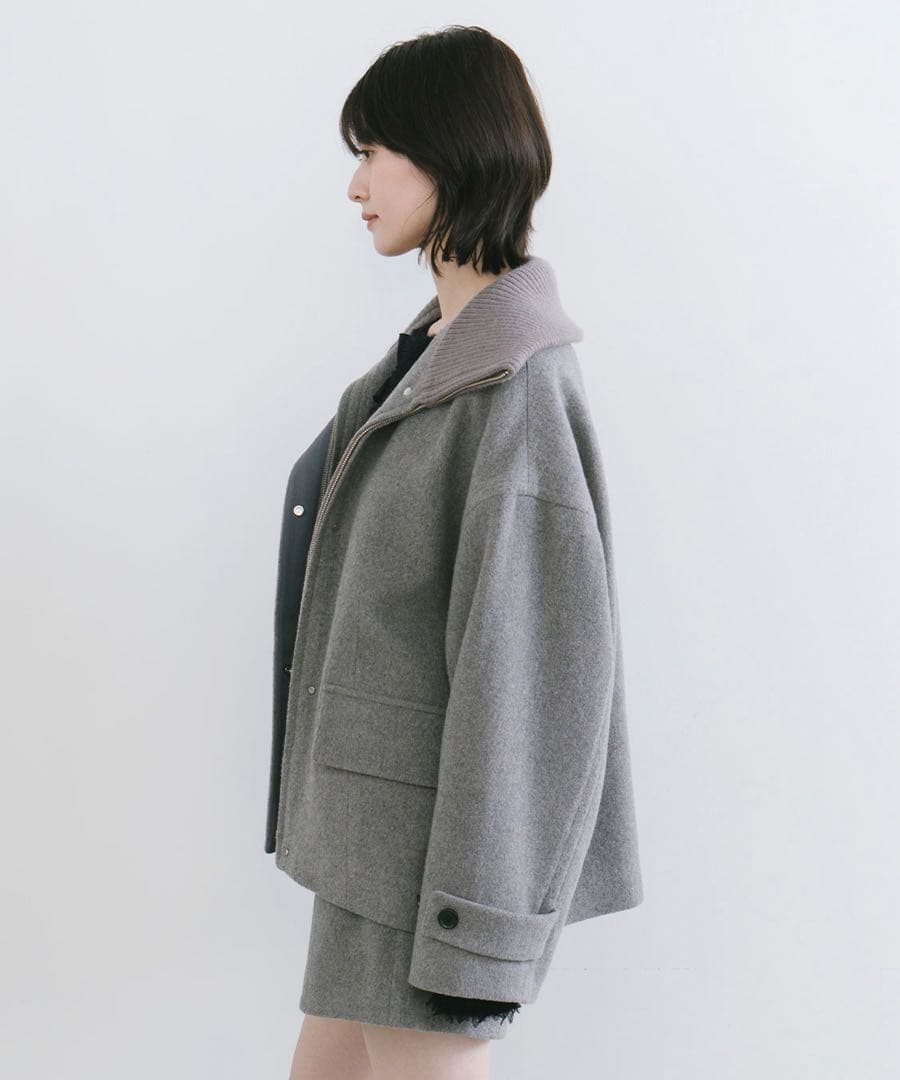 COCODEAL リブカラーウール混コート