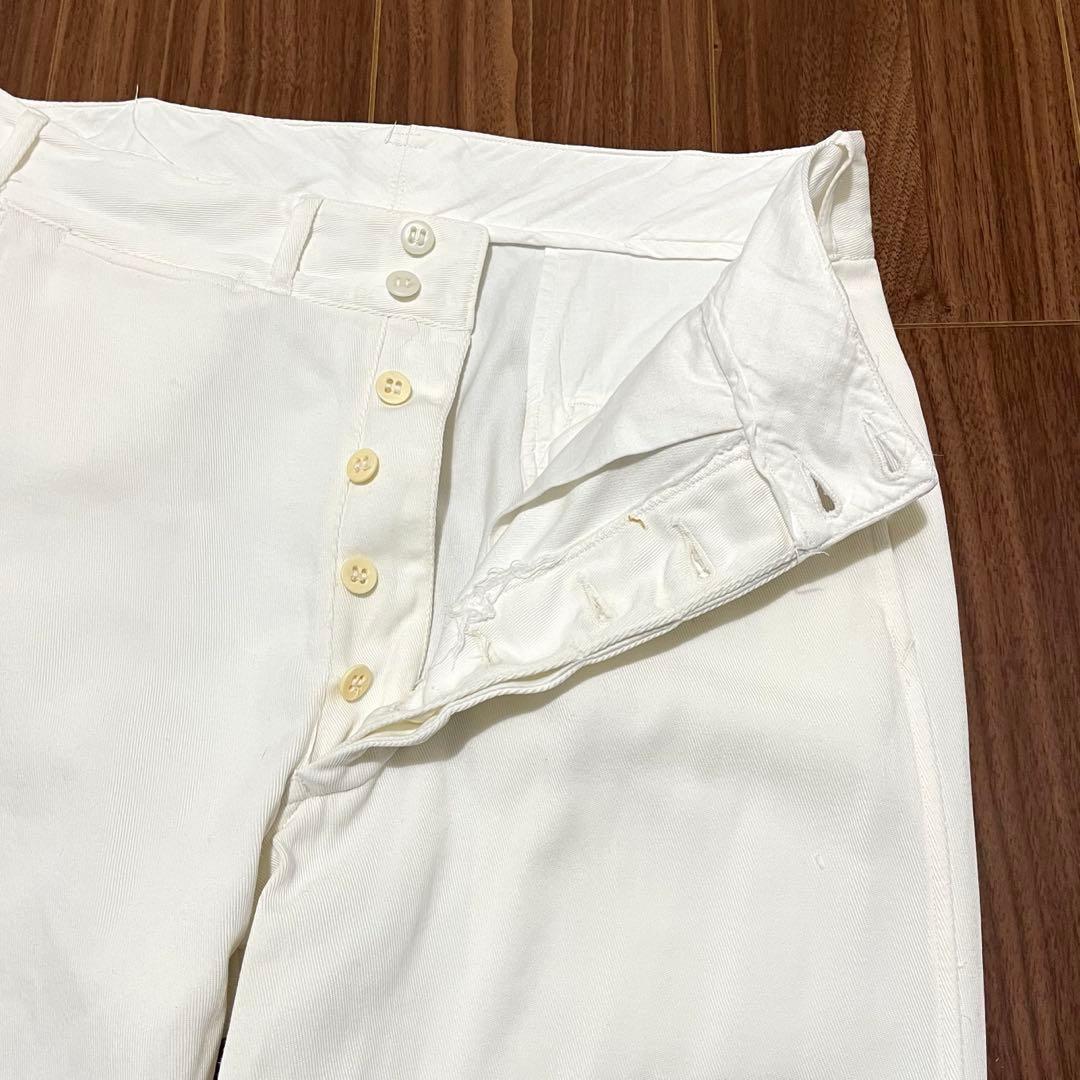 ビンテージ40s白チノパン古着メンズレディースokセーラーパンツM軍物アメリカ軍