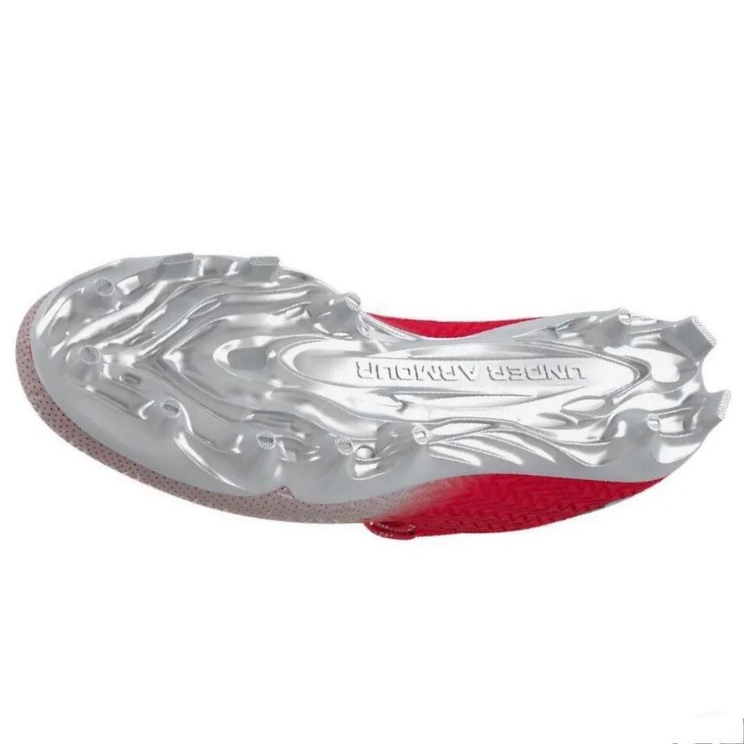 アンダーアーマー 29 スポットライト アメフト スパイク シューズ 赤 銀 靴