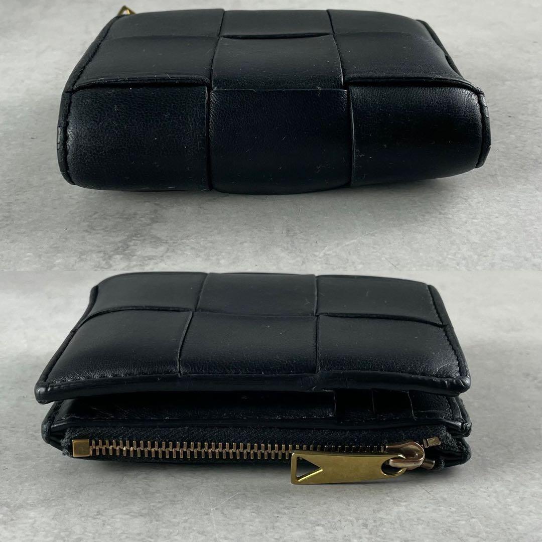 【美品】ボッテガヴェネタ 折り財布 カセット イントレ レザー ブラック 金具